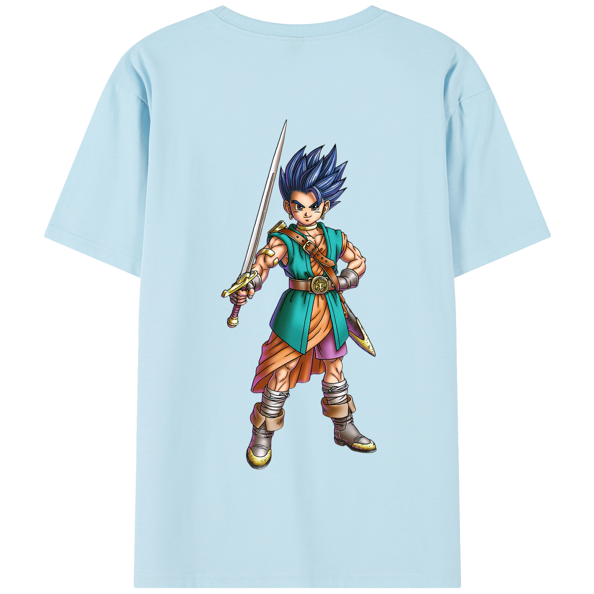 （画像用） ドラゴンクエスト Doragon Kuesuto Dragon Quest 綿100％半袖Tシャツ（背面プリント）